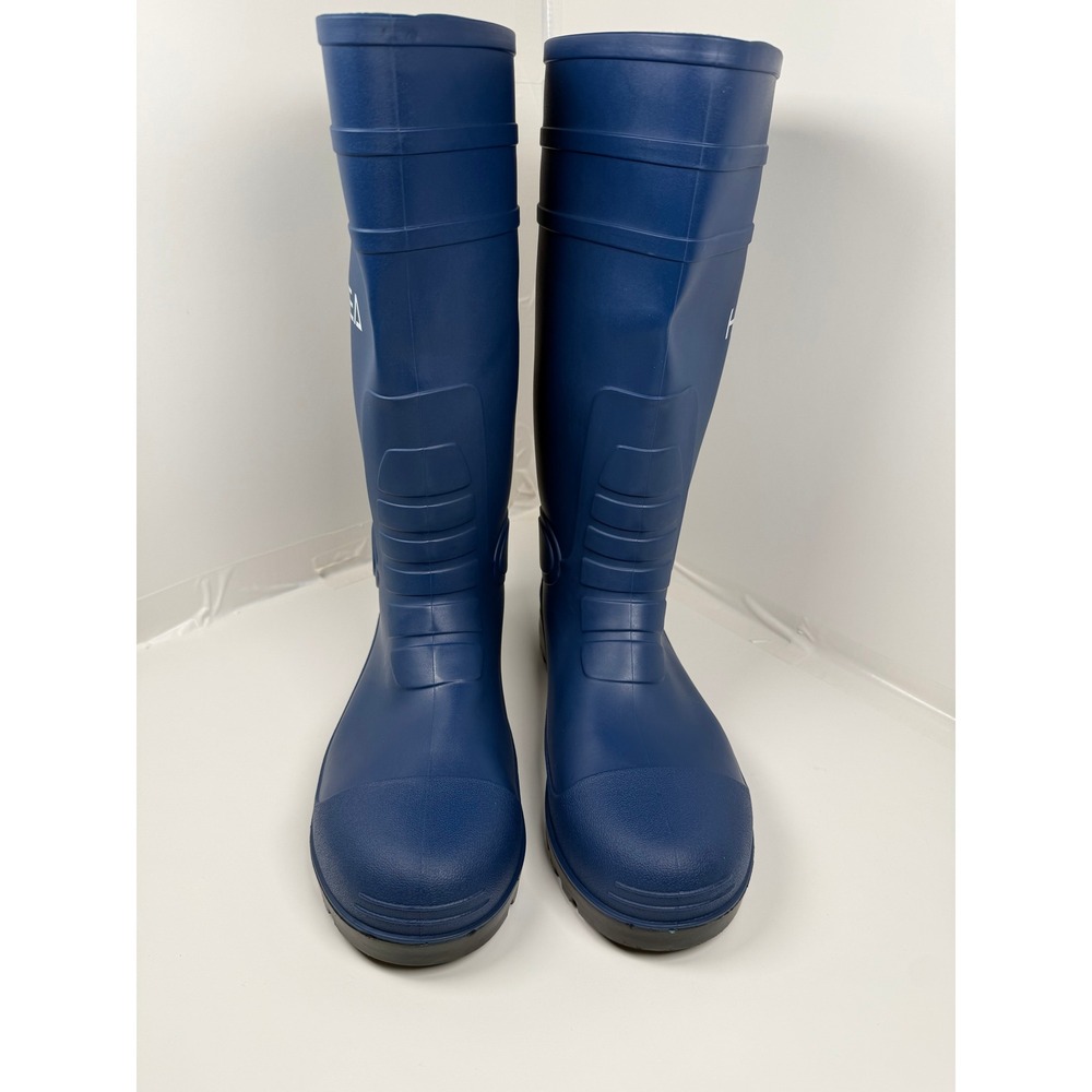 HISEA Rain Boots Mens 12 Blue Rubber Waterproof Tall Outdoor Work Fishing
